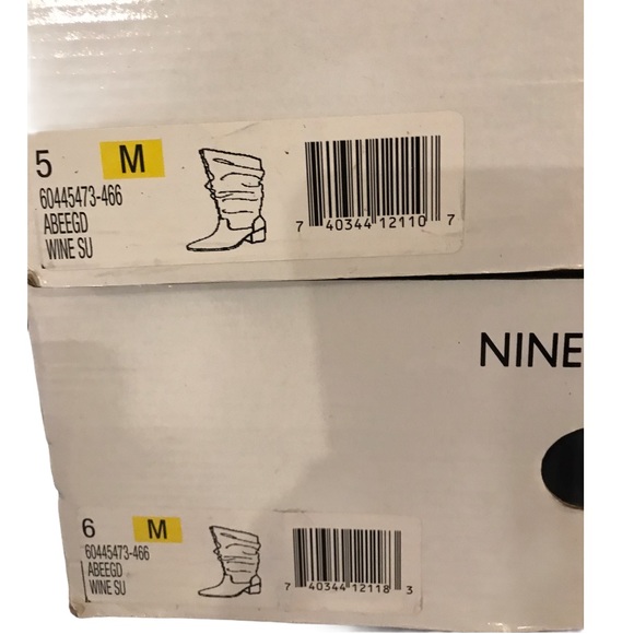 NineWest Suede Wine High Shaft Slouch Heeled Boots - Picture 12 of 15